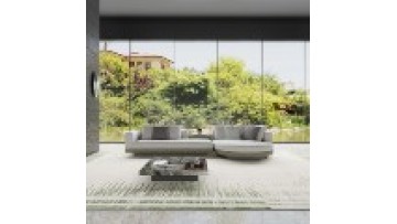 Connery Fabric Leather Corner Couch Minimalist Villa Home Living Room Set Furniture Combination Round L Shape Sofa1