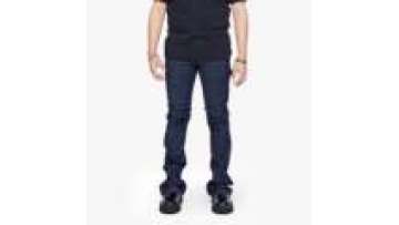 Custom Men Stacked Jeans Full Length Blue Wash Relaxed Fit Ripped Jeans For Men1