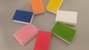 colorful scouring pad with melamine sponge