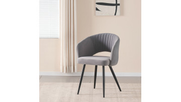 Modern Light Grey Velvet  Dining Chair Bribrion Chair