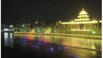 dancing music lake fountain display