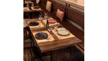 High quality new fashion commercial modern wooden furniture cafe  metal and wood restaurant dining kitchen table1