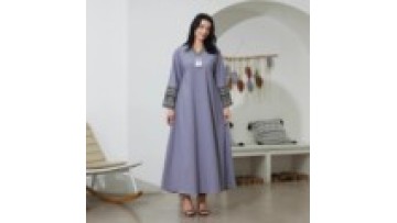 Modest Middle Eastern Muslim Abaya V-Neck Casual Women's Islamic Clothing High Quality Dubai Abaya Women Muslim Dress1