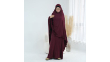 Middle East Modest Muslim Kaftan Dubai Women's Daily Loose Jalabiya Solid Color Islamic Abaya Dress with Asymmetric Hem Khimar1