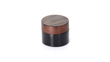 50gBlack Glass Cosmetic Cream Jar With Bamboo Lid