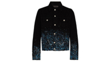 Clothing factory customization Distressed Embellished Paint-splattered Paint Splat Denim Jacket1