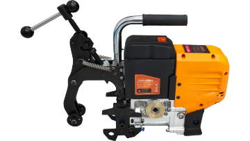 Battery-powered rail drilling machine