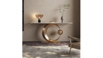Marble Top Hallway Entrance Foyer Console Entry Tables Golden Console Furniture Low MOQ Design Modern Moon Shaped Entryway Table1
