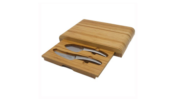 Expand Cheese Board Rectangle Tray Bamboo Cheese Cutting Board with Knife Set and Hidden Drawer1