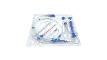 display of a standard central venous catheter kit