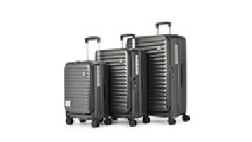 3pcs of Suitcase Set With Striped Front Open Compartment  Boarding Luggage With Silent Wheel Outdoor Travel1
