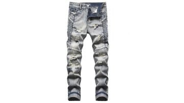 Wholesale plus size Large Size Nostalgic Hole Personality Embroidered Trendy Pants Jeans1