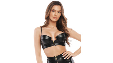 6844-black pu bra set