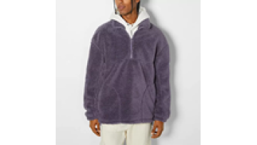 Custom Logo Printed Turtleneck Half Zip Up Pullover Thick Sherpa Fleece Lined Hoodie Men1