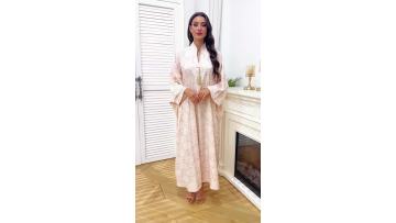 Embroidered Batwing Sleeve Abaya Dress (1)