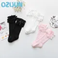 Baby 0-6 Years Double Lace Baby Girls Knee High Socks New Kids Toddlers Girls Princess Sock Black White Pink