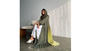 New Abaya Women Muslim Dress Dubai Femmes Musulmanes Chiffon Pleated Panel Dress Open Abaya Islamic Ramadan Women's Clothes1