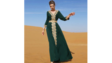 Vintage Embroidered Lace Applique Abaya with Belt Middle East Muslim Jellabiya Turkey Islamic Robe1