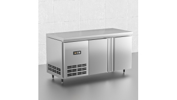 Double door bench refrigerator