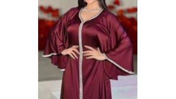 Wholesale Abaya for Women Muslim Dubai Luxury Abaya Satin Solid Color Bat Sleeve Kaftan Dress Caftan Wedding Party Maxi Abaya1