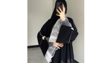 2025 UNI New Arrival EID Muslim Abaya Women Elegant Nida Lace Black Closed Abaya Dubai Women Modest Dresses Islamic Clothing1