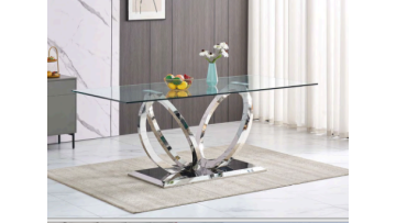 TL-SD006 Elegant Glass Dining Table | Modern Sculptural Centerpiece for 6