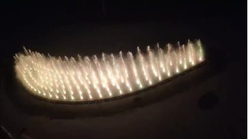 Crescent moon musical fountain