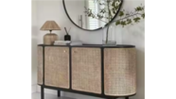 Cheap Price  High Quality Nordic Style Sideboard Natural Storage Display Tv Tool Living Room Rattan  Wood Cabinet1