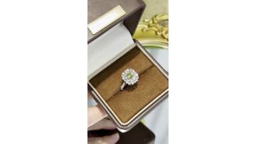 Oval Colored Lab Diamond Pear Halo Cluster Ring
