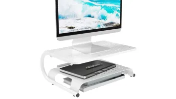 Monitor Stand Riser, Desk Organizer with 2 Tiers Storage Shelf, Vented Metal Design for Laptop, Computer Monitor and Printer1