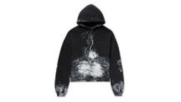 Custom Logo Acid Washed French Terry Pullover Men Vintage Distressed Black Heavyweight Hoodie With Paint Splatter1