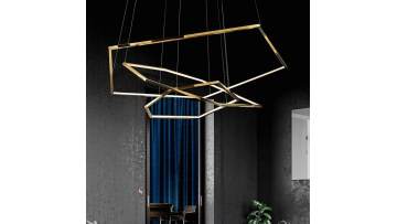 Luxury-Modern-Gold-Hexagon-LED-Chandelier-Installation-Showcase