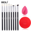 BEILI Makeup Brush Set with Beauty Makeup Sponge and Makeup Brush Cleaner Pad Foundation Eyeshadow Make Up Brushes Kit(8+2pcs)