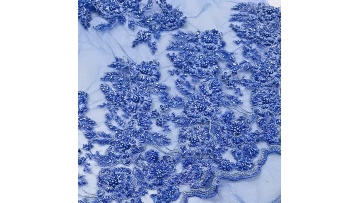 2021 Latest nigerian lace fabrics blue color handmade embroidery luxury french lace with beads For Dresses1