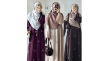 UNI Bows Embroidery Modest Abaya 2025 Singapore Malaysia Style Closed Abaya Muslim Women Dress with Front Zipper Kaftan Dress1