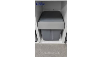 Gruwill 400mm Built-In 2*18L Plastic Waste Bins Pull-Out Kitchen Cabinet Trash Can