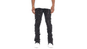 High Street Men's Jeans Stretch Fashion Skinny Black Jeans Shredded Blackmeans Jeans1