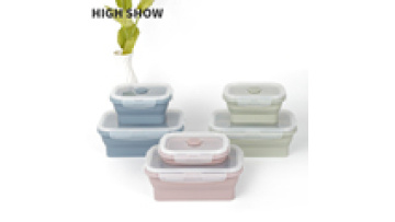 4pcs BPA Free Microwave Reusable Leak Proof Collapsible food Containers Silicone Lunch Box set1