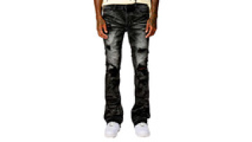 Super Fly Stacked Black Bell Bottom Denim Slim Fit Boot Cut Mens Jean Trouser Men Flared Jeans1
