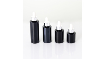 Black  glass bottle with silver dropper