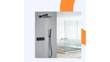 Modern Ceiling Mounted Bathroom Rain Shower Trim Set Contemporary Concealed Thermostatic Shower Faucet System with 6 Jets1
