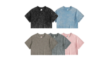 Custom Logo 100% Cotton Sexy Fashion Streetwear Acid Wash Vintage Short Cropped Shirts Women Crop Top T-shirts1