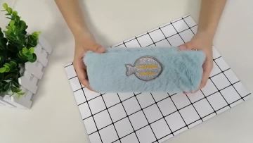 Custom embroidery cute cartoon plush pencil case