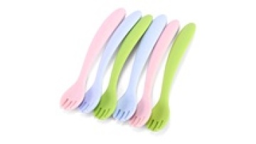 Silicone Feeding Fork And Spoon Kids Training Cucharas Baby Colorful Spoon1