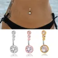 1pc Sexy Navel Piercing Belly Button Rings Bar Crystal Zircon Dangling Ombligo Party Stud Barbell for Woman Body Jewelry 14g