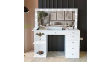 Bedroom Furniture Led Light  White hot sale Optional Storage Dresser Makeup Vanity Dressing Table With LED1