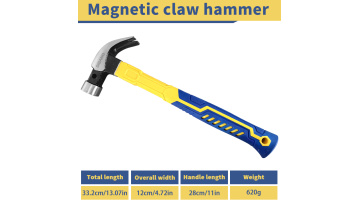 Blue and yellow square head claw hammer