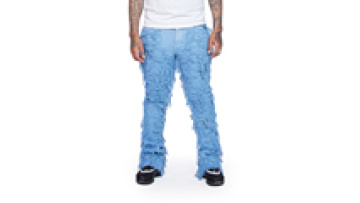 Hip Hop Torn Torn Jeans Men's Cat-beard Straight Pants Trend Ripped Hem Pants Stacked Jeans Custom1