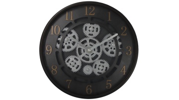 YM-6839A  12 inch gilded silver circular gear wall clock, retro mechanical industrial style silent wall clock