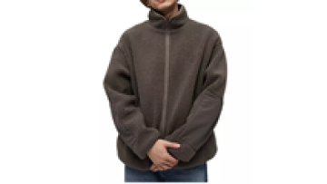 Custom Mens Winter Warm Polyester Stand Up Collar Sherpa Fleece Full Zip Jacket1